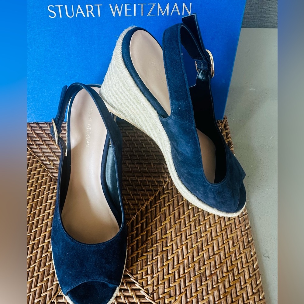 Stuart Weitzman Dark Blue Espadrille Slingbacks - Picture 5 of 5